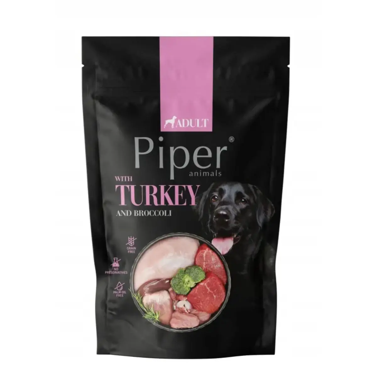 PIPER Animals, XS-XL, Curcan si Broccoli, plic hrana umeda fara cereale caini, (in aspic), 500g - Image 2