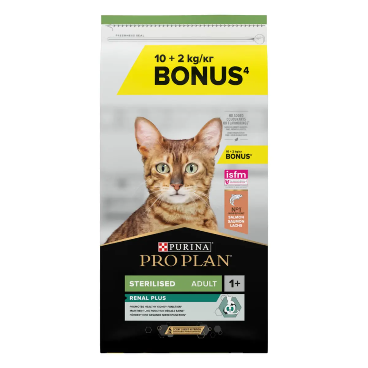 PURINA Pro Plan Renal Plus Sterilised , Somon, hrana uscata pisici sterilizate, 10 + 2kg GRATUIT