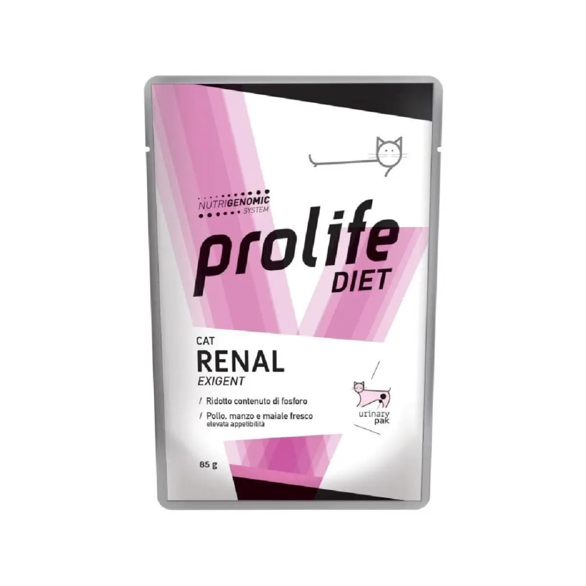 PROLIFE Renal Exigent, Pui, Vita si Porc, dieta veterinara, plic hrana umeda pisici, sistem renal, apetit capricios, (in aspic), bax, 85g x 12buc