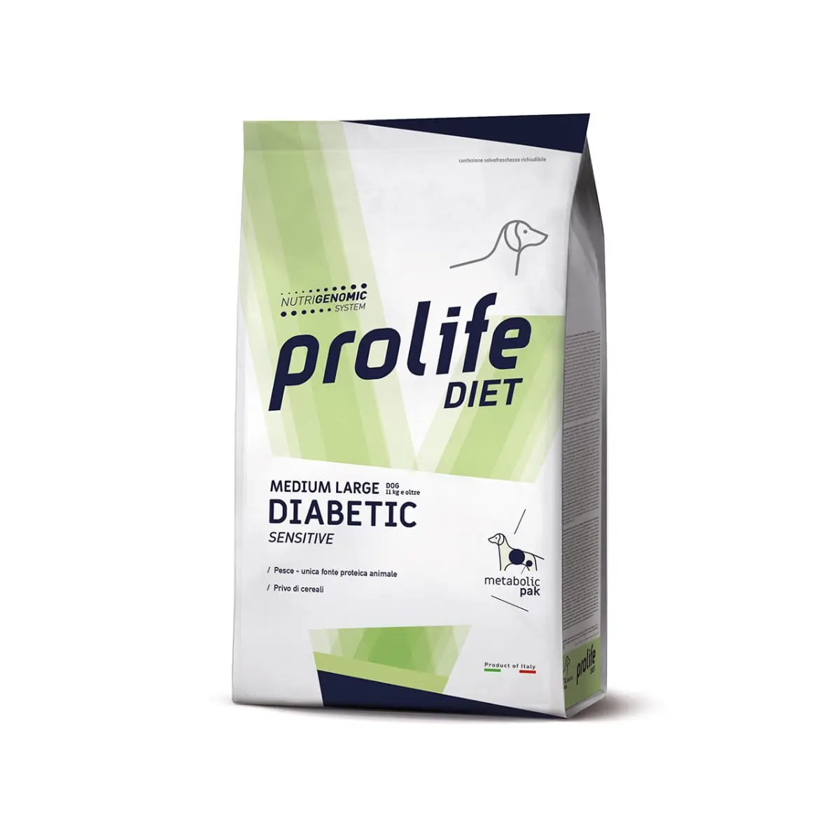 PROLIFE Diabetic Sensitive, M-XL, Pastrav, dieta veterinara, hrana uscata caini, diabet, 8kg