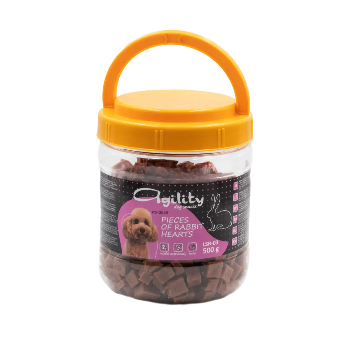 AGILITY Bucati  Inimioara, XS-XL, Iepure si Rata, galetusa recompense caini, 500g - Image 2