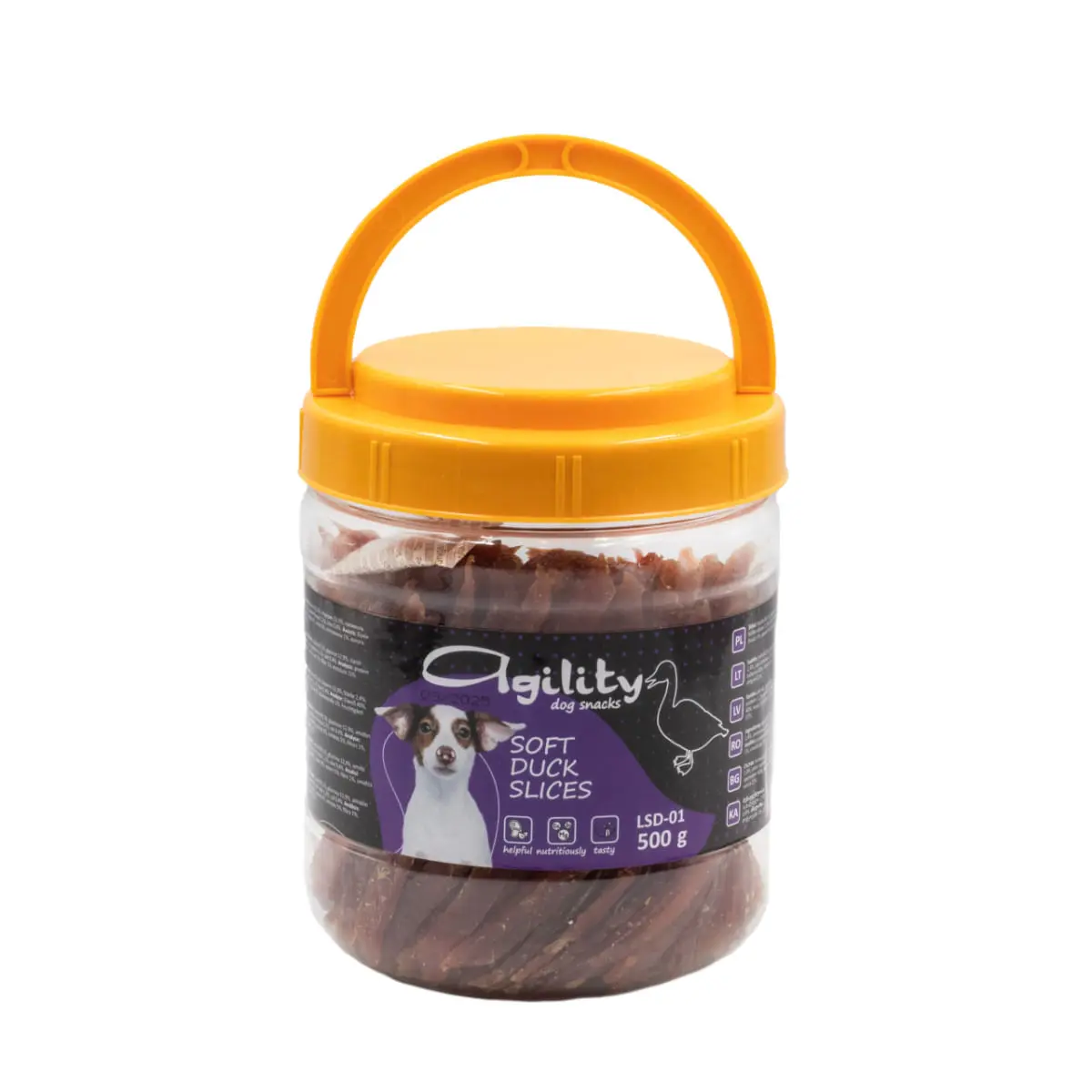 AGILITY Jumatati de Fasii din Piept de Rata, XS-XL, galetusa recompense caini, 500g