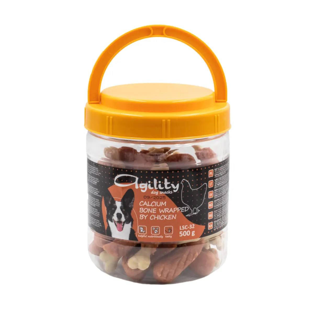 AGILITY Pulpite din Os de Calciu, XS-XL, Pui, punguta recompense caini, 500g