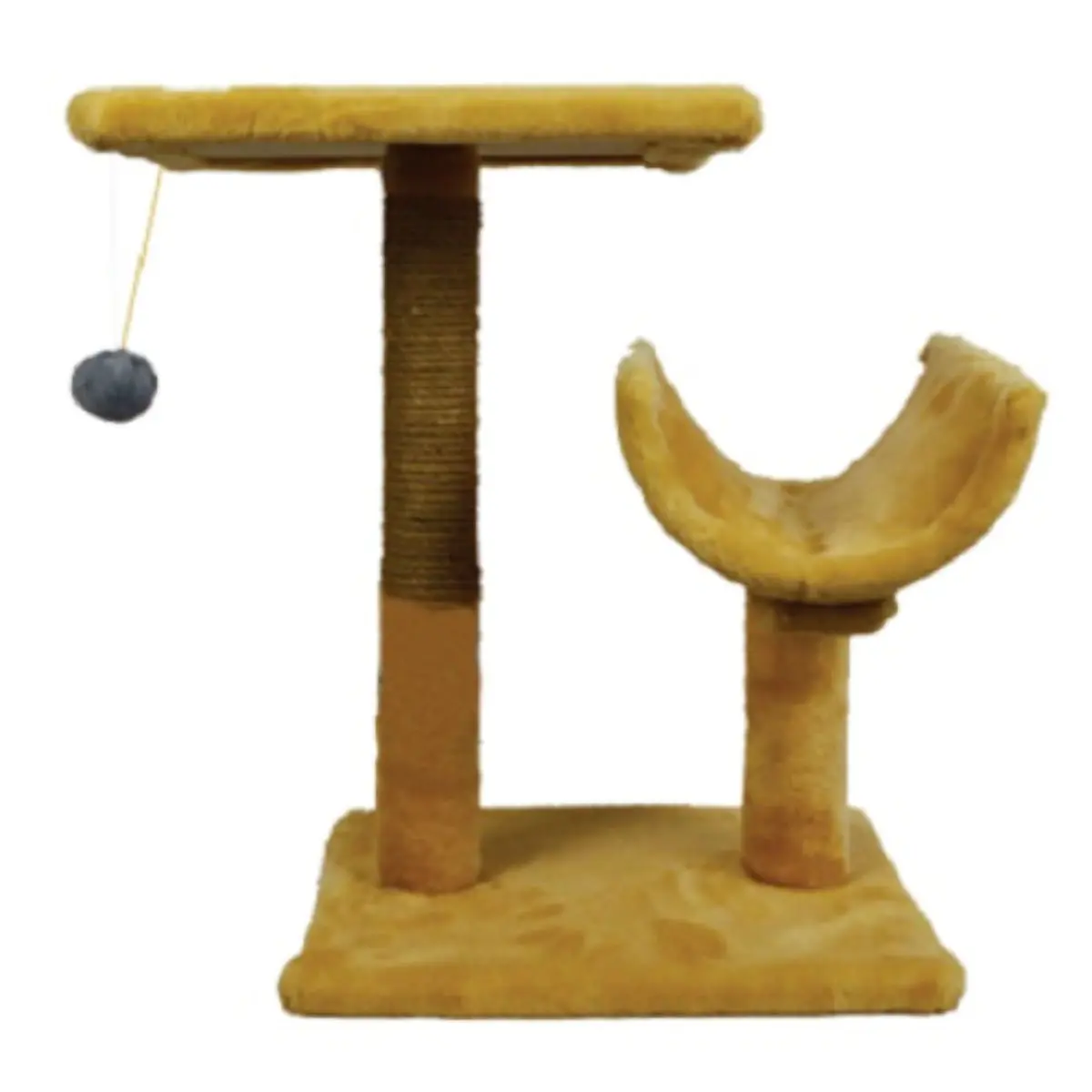 AGILITY, ansamblu de joaca pisici, 2 etaje, lemn si plus, elemente de zgariat, elemente atarnate, bej, 30x30x60cm