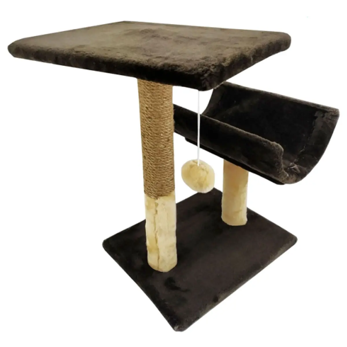 AGILITY, ansamblu de joaca pisici, 2 etaje, lemn si plus, elemente de zgariat, elemente atarnate, maro, 30x30x60cm - Image 2