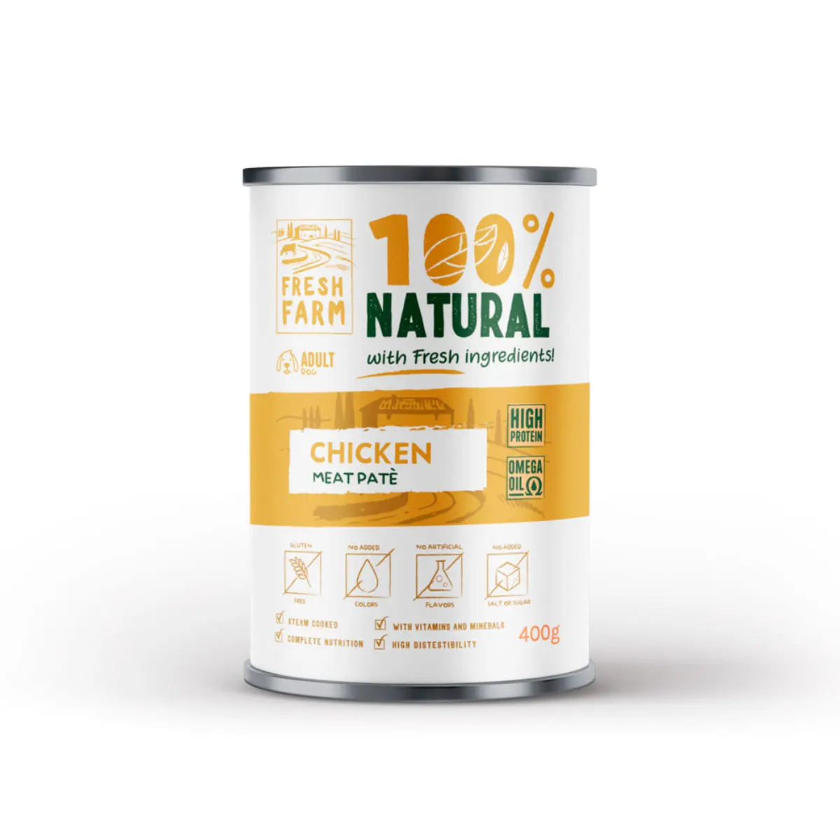 FRESH FARM Smooth, XS-XL, Pui, conserva hrana umeda caini, (pate), 400g - Image 2