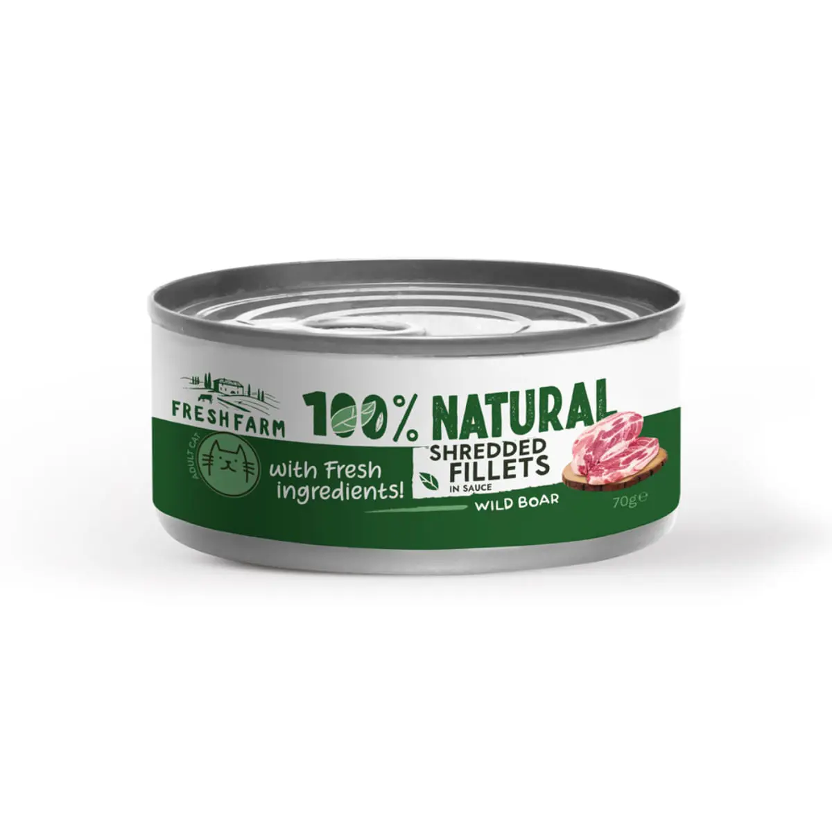 FRESH FARM Schredded fillets, Mistret si Pui, conserva hrana umeda fara cereale pisici, (in sos), 70g