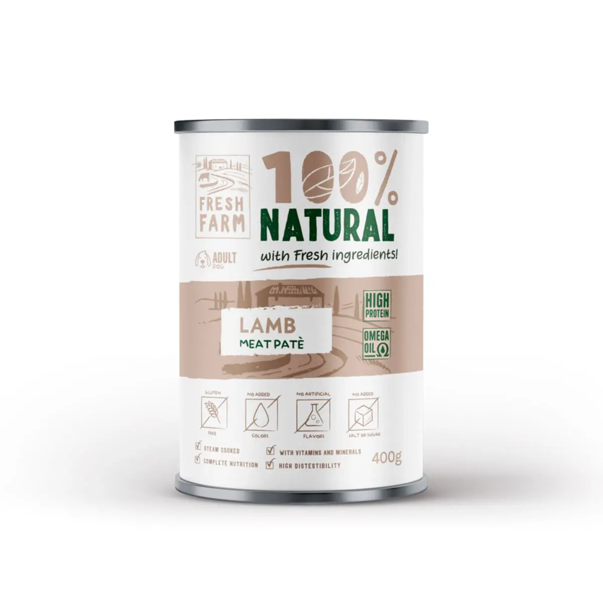 FRESH FARM Smooth, XS-XL, Miel, conserva hrana umeda caini, (pate), 400g - Image 2