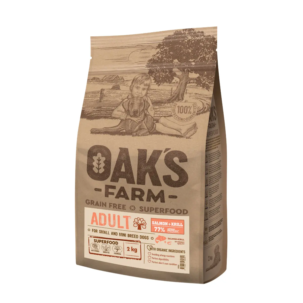 OAK'S FARM Mini Adult, XS-S, Somon, hrana uscata fara cereale caini, 6.5kg