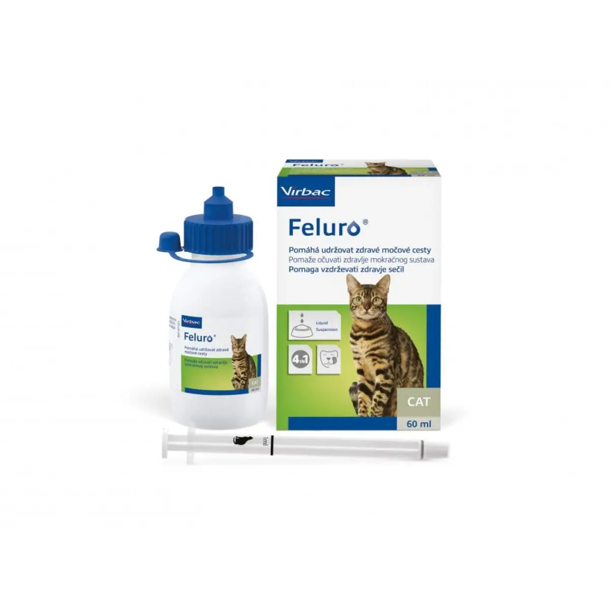VIRBAC Feluro, supliment sistem urinar pisici, suspensie orala VIRBAC Feluro, supliment sistem urinar pisici, flacon cu aplicator, 60ml suspensie orala