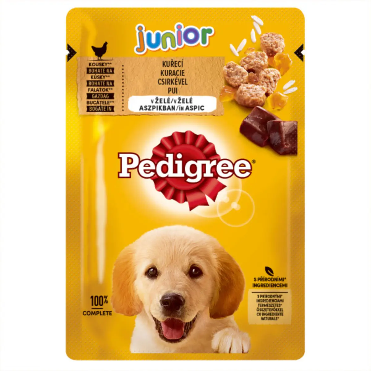 PEDIGREE Junior, XS-XL, Pui, plic hrana umeda caini junior, (in aspic), 100g