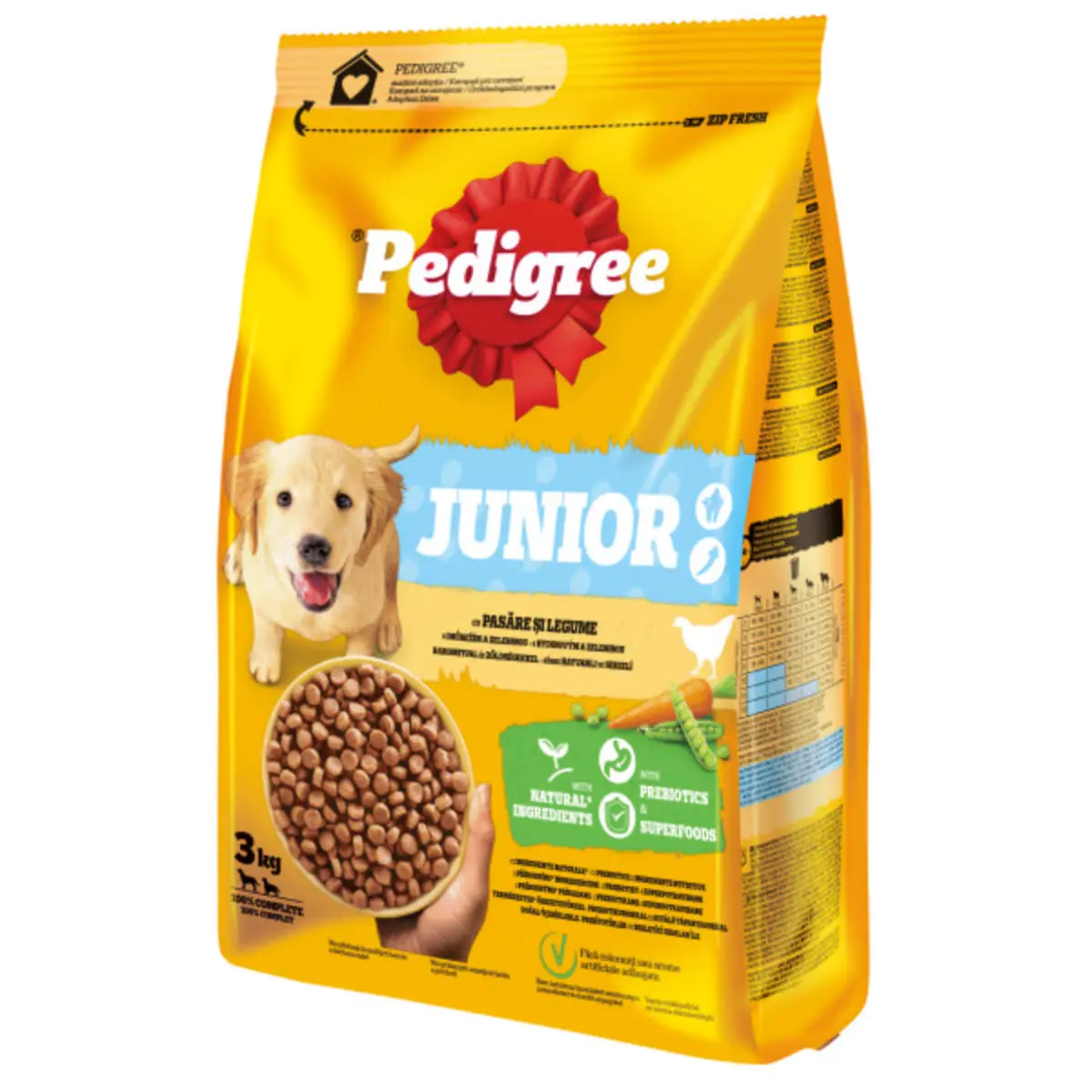 PEDIGREE Junior, M-XL, Pasare si Legume, hrana uscata caini junior, 3kg - Image 2