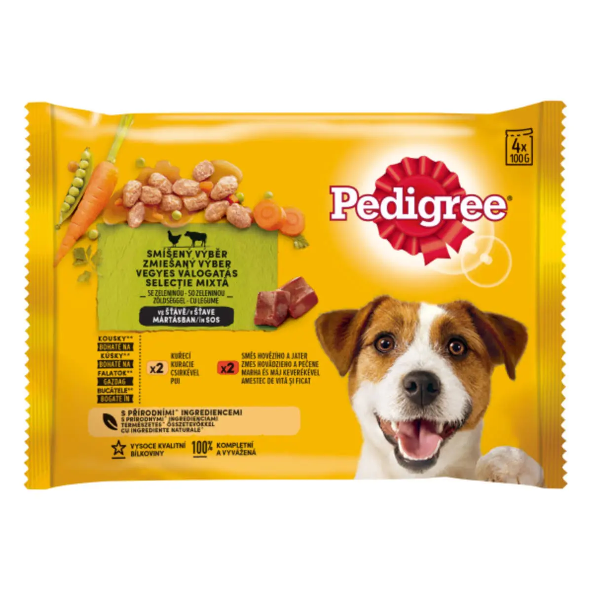 PEDIGREE, XS-XL, Vita si Pasare, plic hrana umeda caini, (in sos), multipack, 100g x 4buc