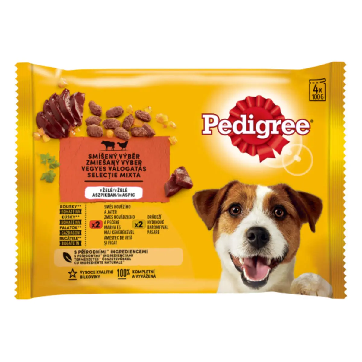 PEDIGREE Selectie Mixta, XS-XL, Vita si Pasare, plic hrana umeda caini, (in aspic), multipack, 100g x 4buc - Image 2
