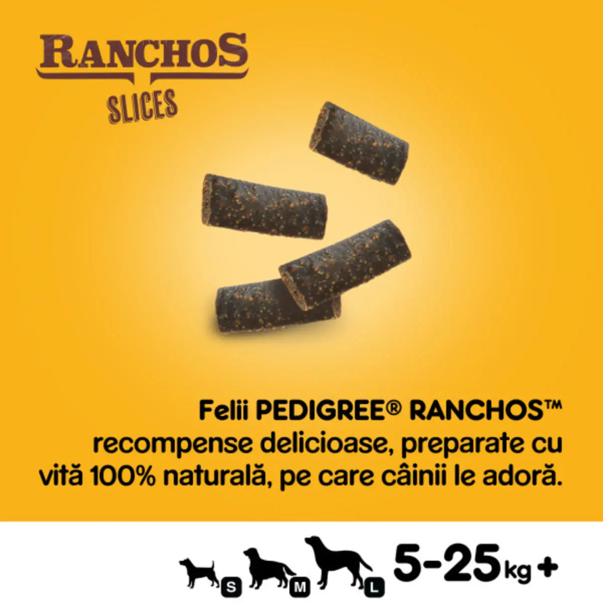 PEDIGREE Ranchos Slices, XS-XL, Vita, punguta recompense caini, 60g - Image 3