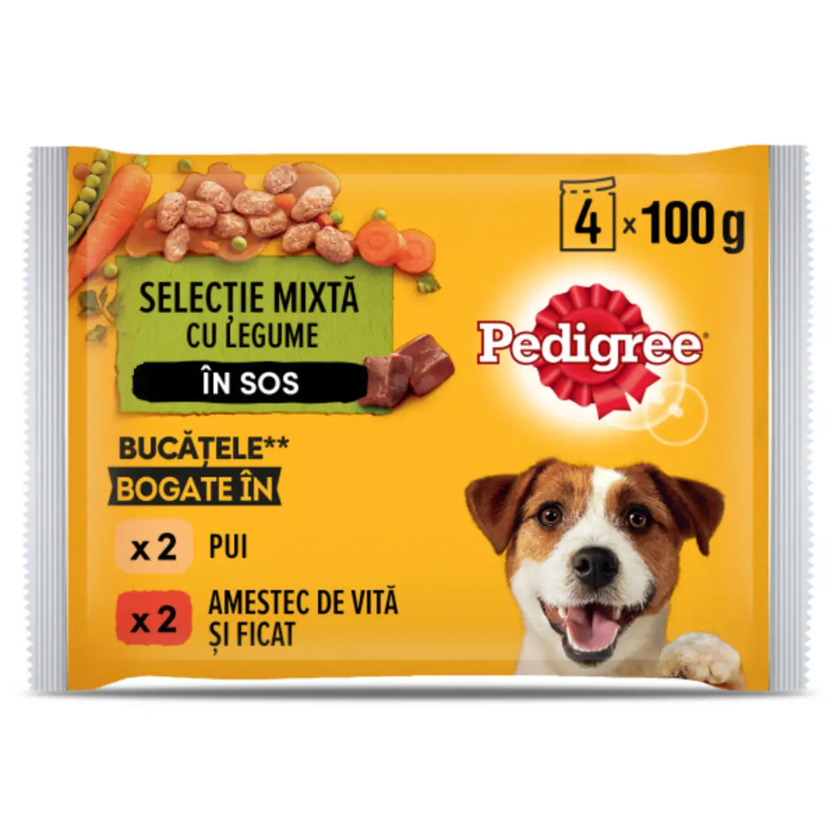 PEDIGREE, XS-XL, Vita si Pasare, plic hrana umeda caini, (in sos), bax, 400g x 13buc - Image 2