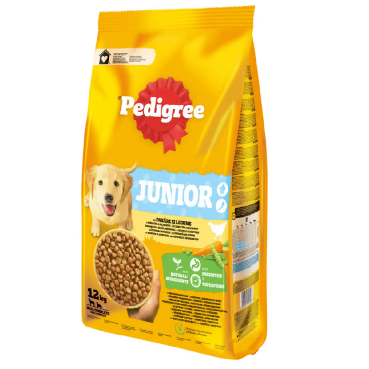 PEDIGREE Junior, M-XL, Pasare si Legume, hrana uscata caini junior, 12kg
