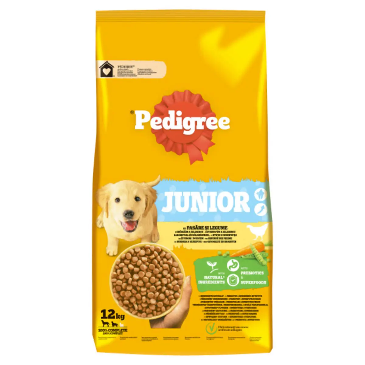 PEDIGREE Junior, M-XL, Pasare si Legume, hrana uscata caini junior, 12kg - Image 3