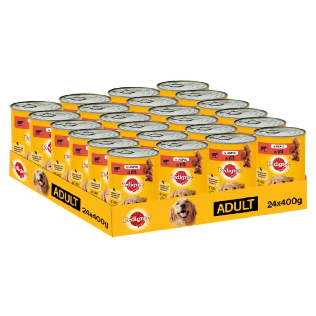 PEDIGREE, XS-XL, Vita si Pasare, conserva hrana umeda caini, (in aspic), bax, 400g x 24buc