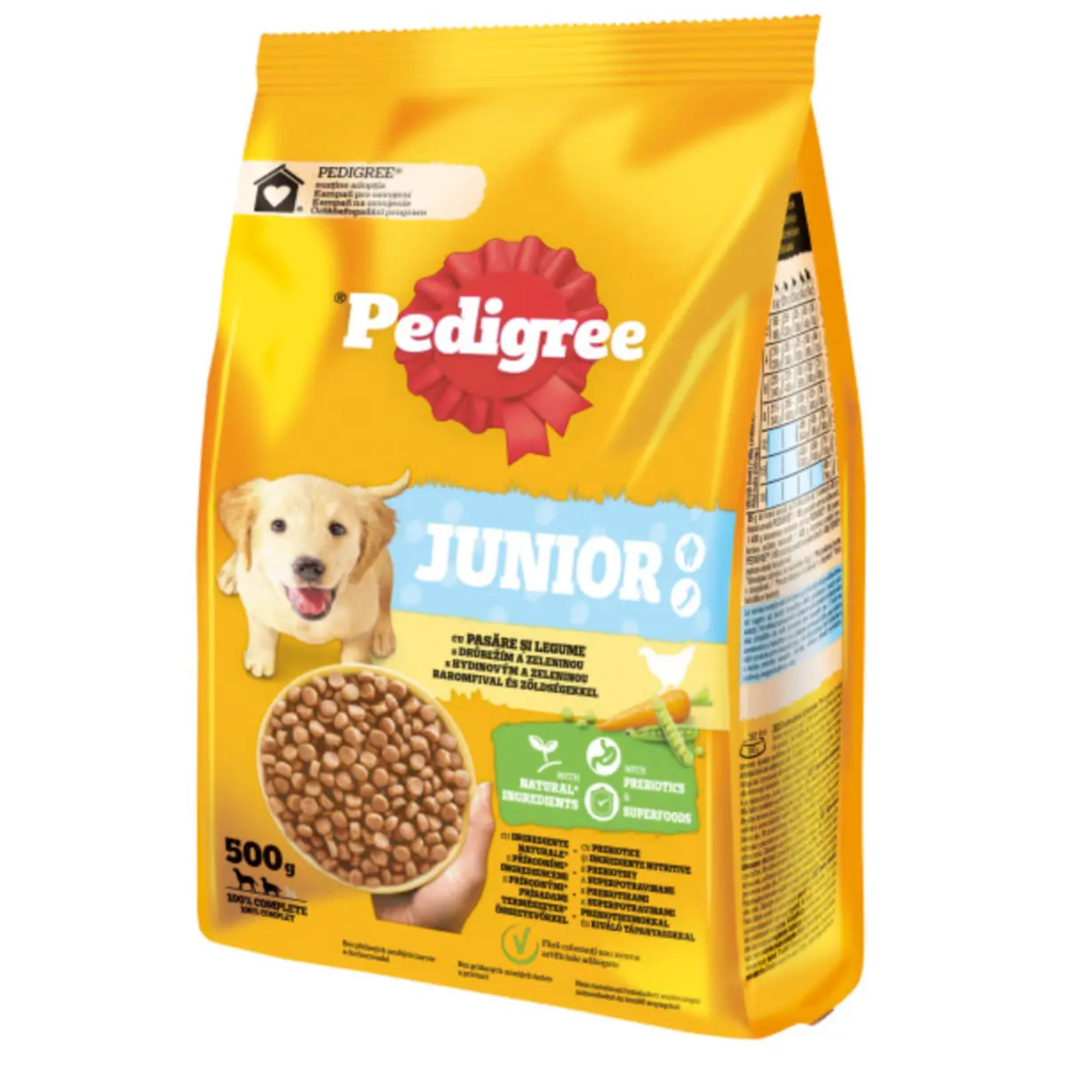 PEDIGREE Junior, M-XL, Pasare si Legume, hrana uscata caini junior, 500g - Image 2