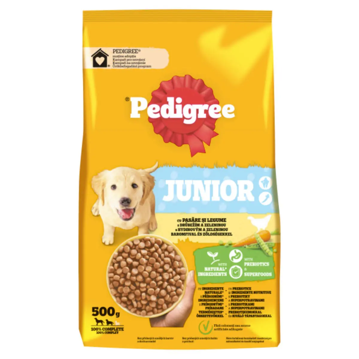 PEDIGREE Junior, M-XL, Pasare si Legume, hrana uscata caini junior, 500g - Image 3