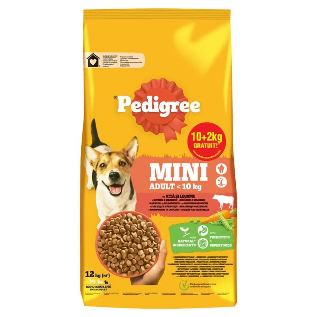 PEDIGREE Mini Adult, XS-S, Vita si Legume, hrana uscata caini, 10+2kg GRATUIT - Image 2