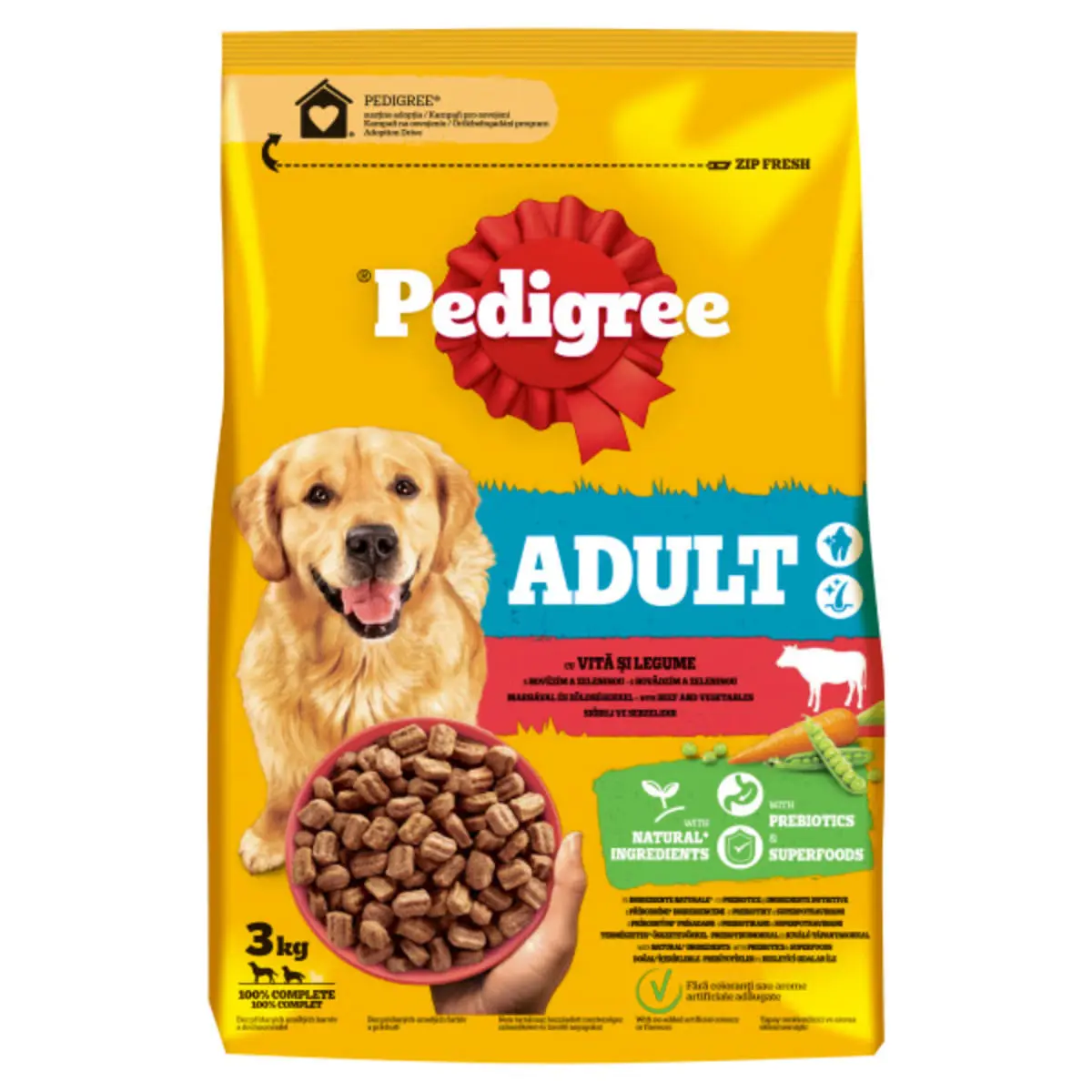PEDIGREE Adult, M-XL, Vita si Legume, hrana uscata caini, 3kg - Image 3