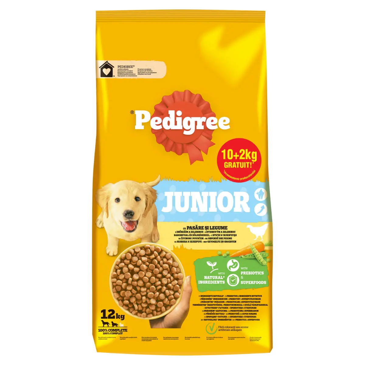 PEDIGREE Junior, M-XL, Pasare si Legume, hrana uscata caini junior, 10+2kg GRATUIT - Image 2