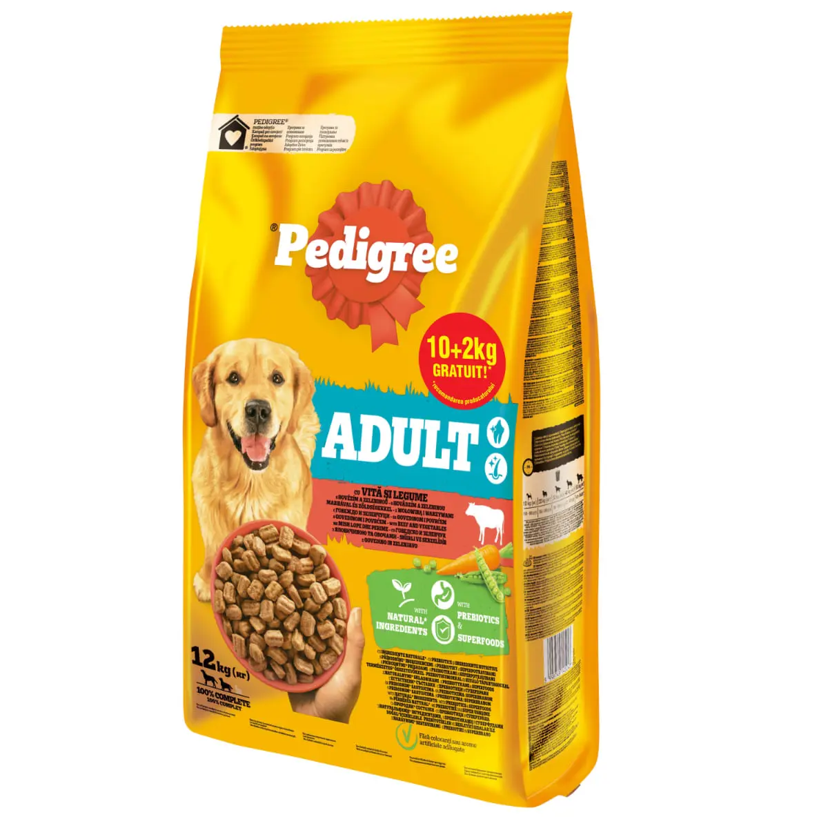 PEDIGREE Adult, M-XL, Vita si Legume, hrana uscata caini, 10+2kg GRATUIT - Image 2
