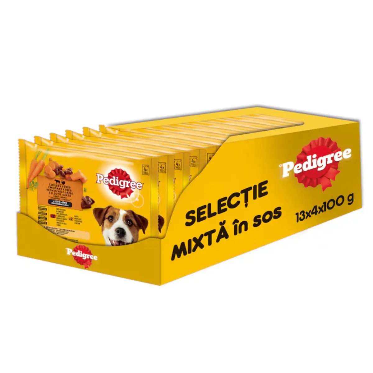 PEDIGREE Selectie Mixta, XS-XL, Vita si Curcan, plic hrana umeda caini, (in sos), bax, 400g x 13buc