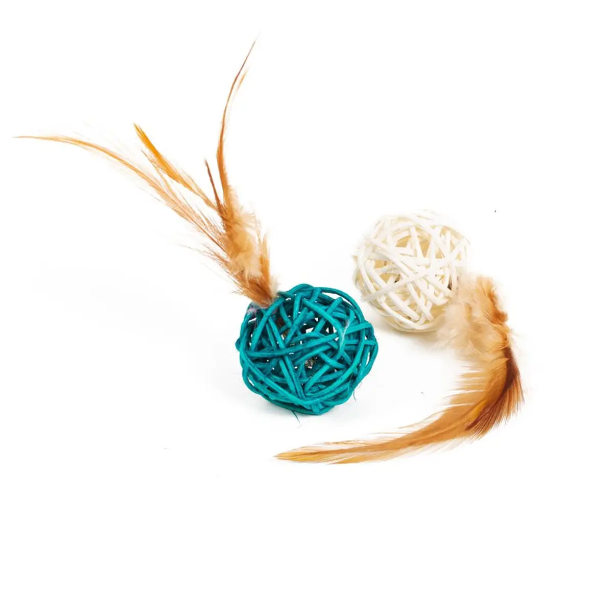 Minge Naturala cu Pene, pentru Pisici, 4cm - Image 2