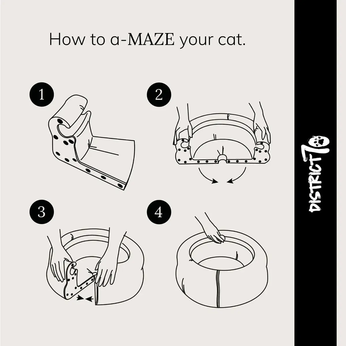 DISTRICT 70 Maze, 3-in-1, Jucarie Pat din Carton pentru Pisici 50 x 50 x 18cm - Image 11