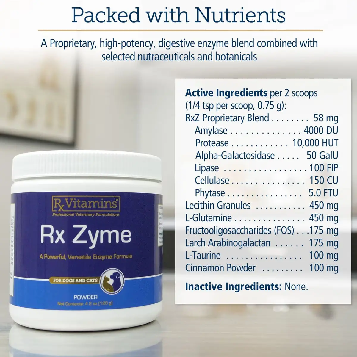 RX VITAMINS Zyme, supliment sistem digestiv caini, pudra RX VITAMINS Zyme, supliment sistem digestiv caini si pisici, flacon, 120g pudra - Image 3