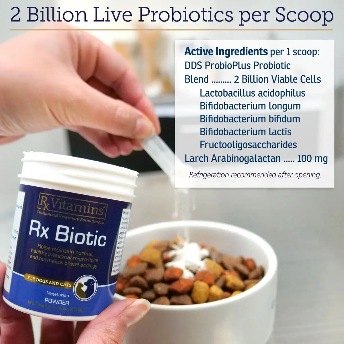 RX VITAMINS Biotic, supliment sistem digestiv & probiotice caini, pudra RX VITAMINS Biotic, supliment sistem digestiv & probiotice caini si pisici, flacon, 60.1g pudra - Image 3