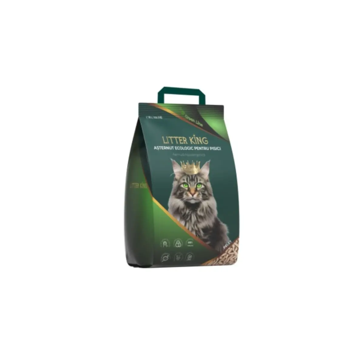 LITTER KING, asternut igienic pisici, peleti, molid, aglomerant, ecologic, biodegradabil, 5kg - Image 2