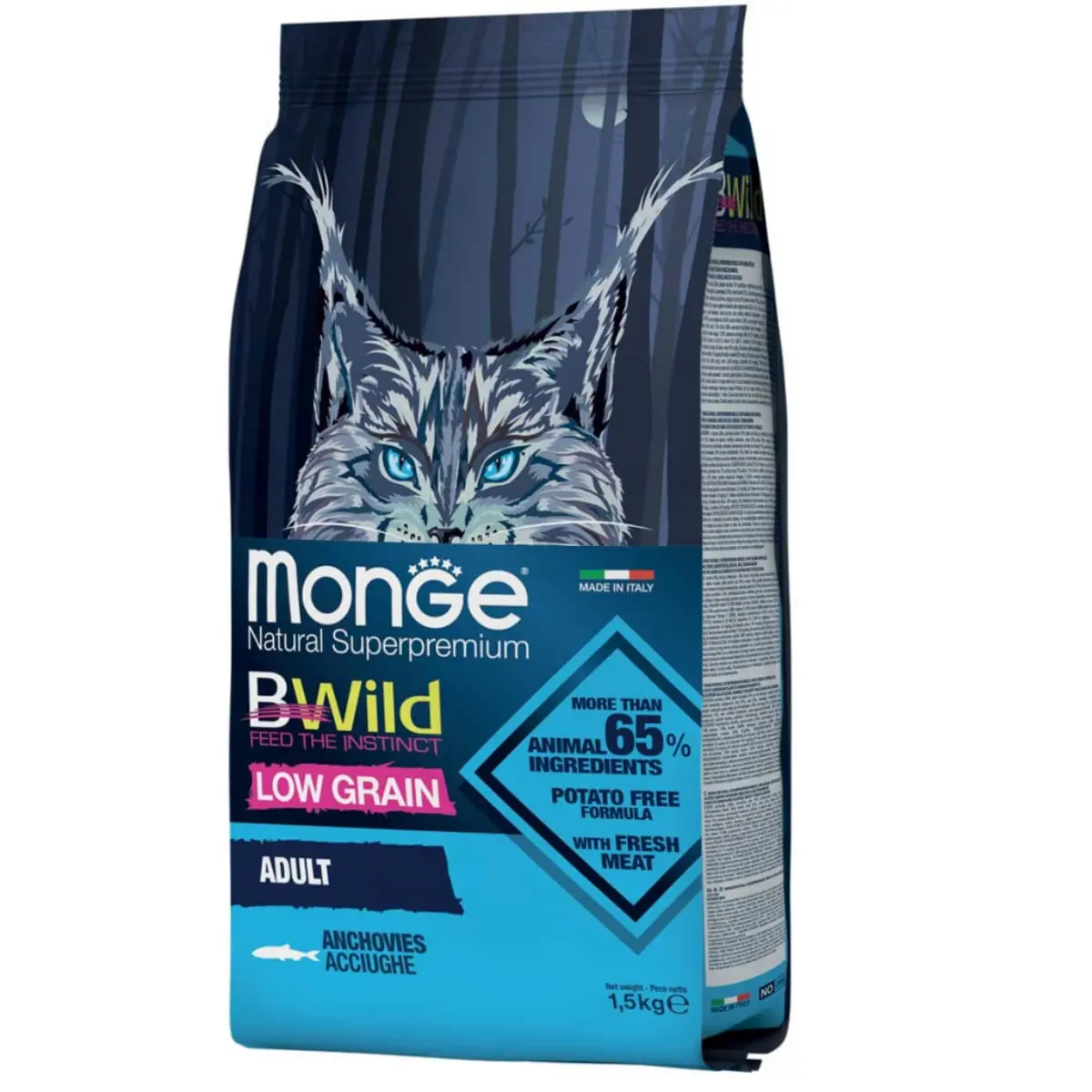 MONGE BWild, Ansoa, hrana uscata continut redus cereale pisici, 1.5kg - Image 2