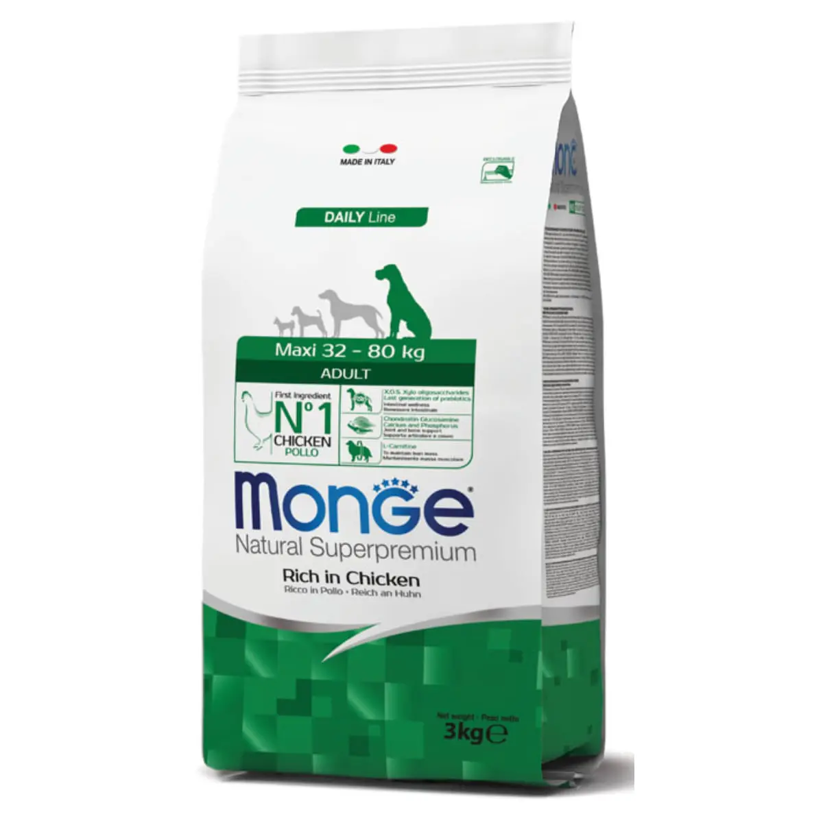 MONGE Natural Superpremium Adult Maxi, L-XL, Pui, hrana uscata caini, 12kg
