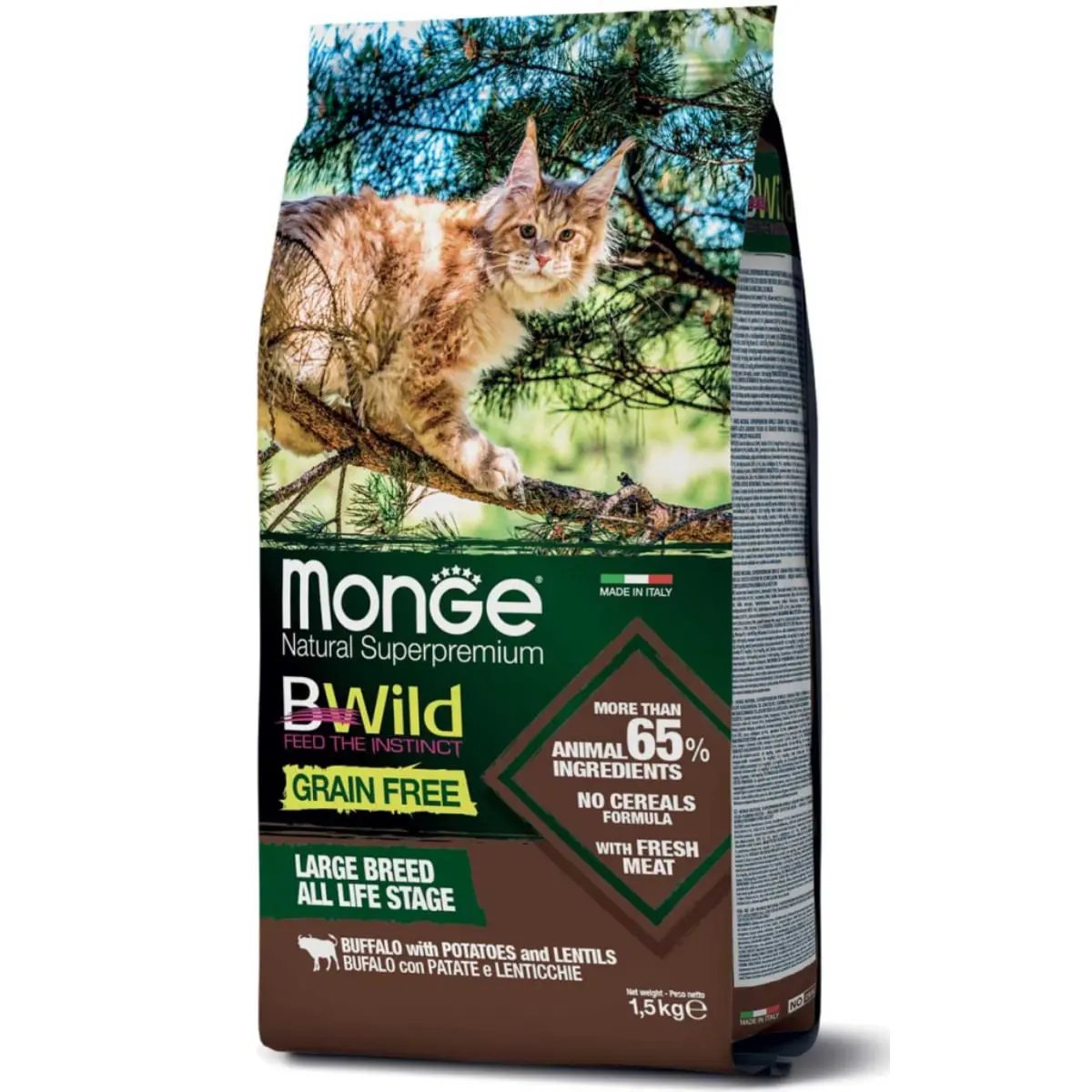 MONGE BWild, Bizon si Cartofi, hrana uscata fara cereale pisici, 1.5kg - Image 2