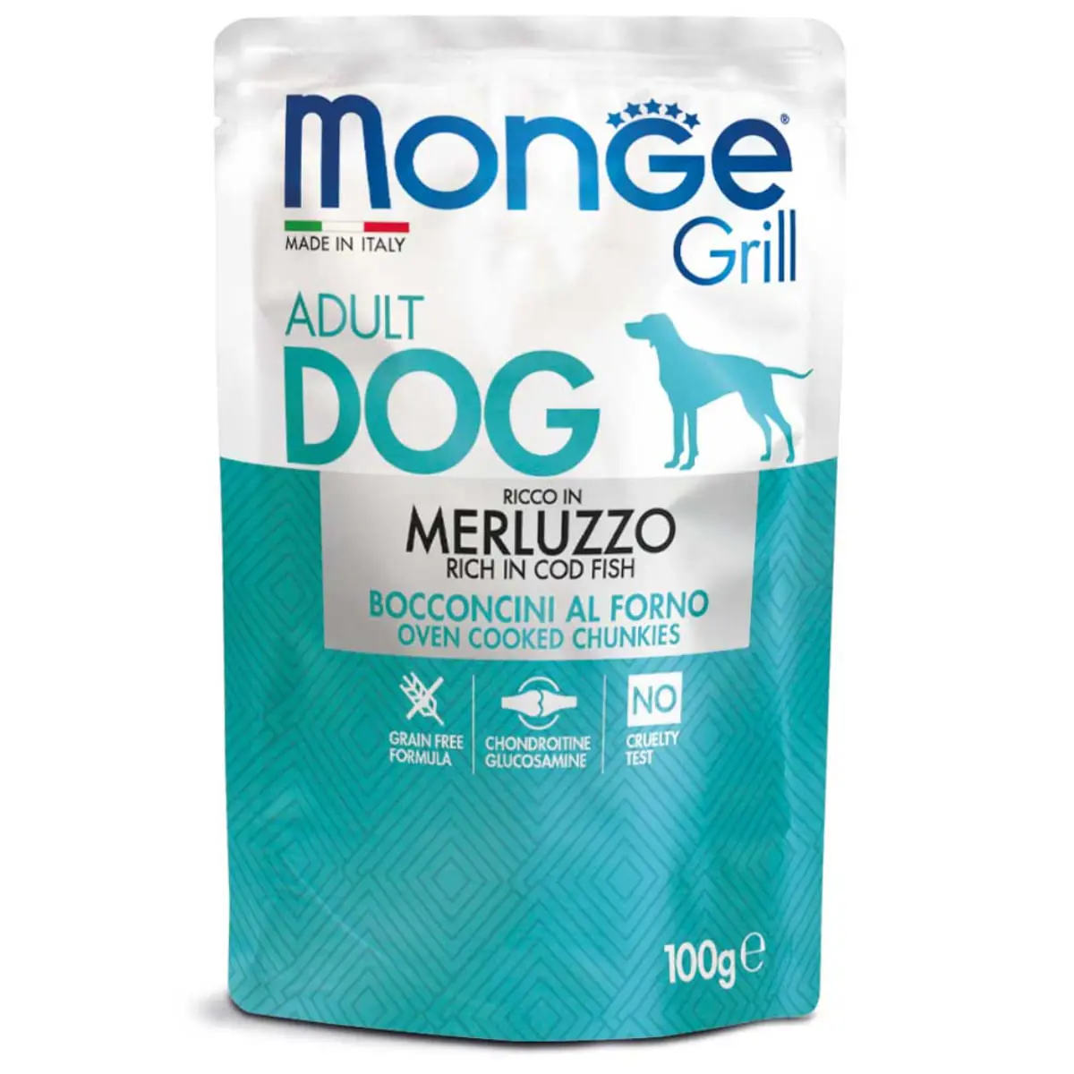 MONGE Grill, XS-XL, Cod, plic hrana umeda caini, (in suc propriu), bax, 100g x 24buc - Image 2