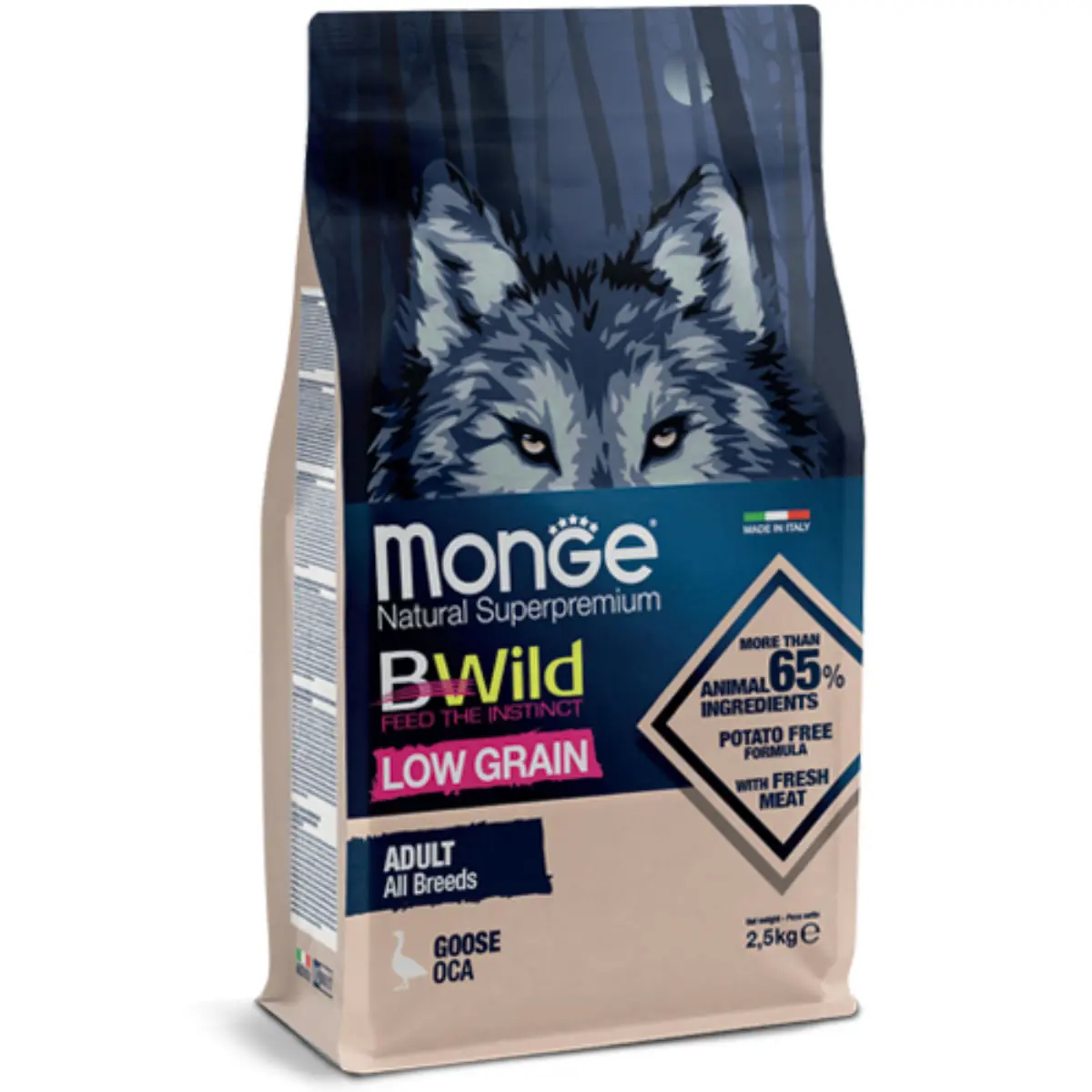 MONGE BWild, XS-XL, Gasca, hrana uscata continut redus cereale caini, 12kg - Image 2
