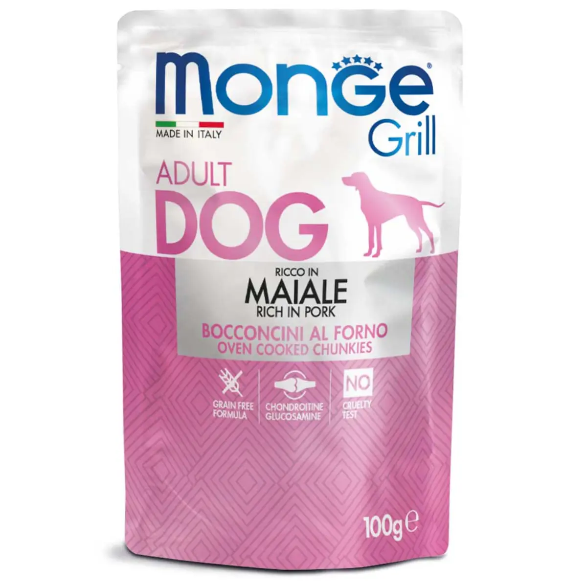 MONGE Grill, XS-XL, Porc, plic hrana umeda caini, (in suc propriu), 100g - Image 2