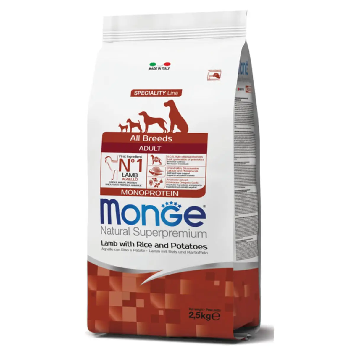 MONGE Natural Superpremium Monoprotein, XS-XL, Miel si Orez, hrana uscata caini, 2.5kg - Image 2