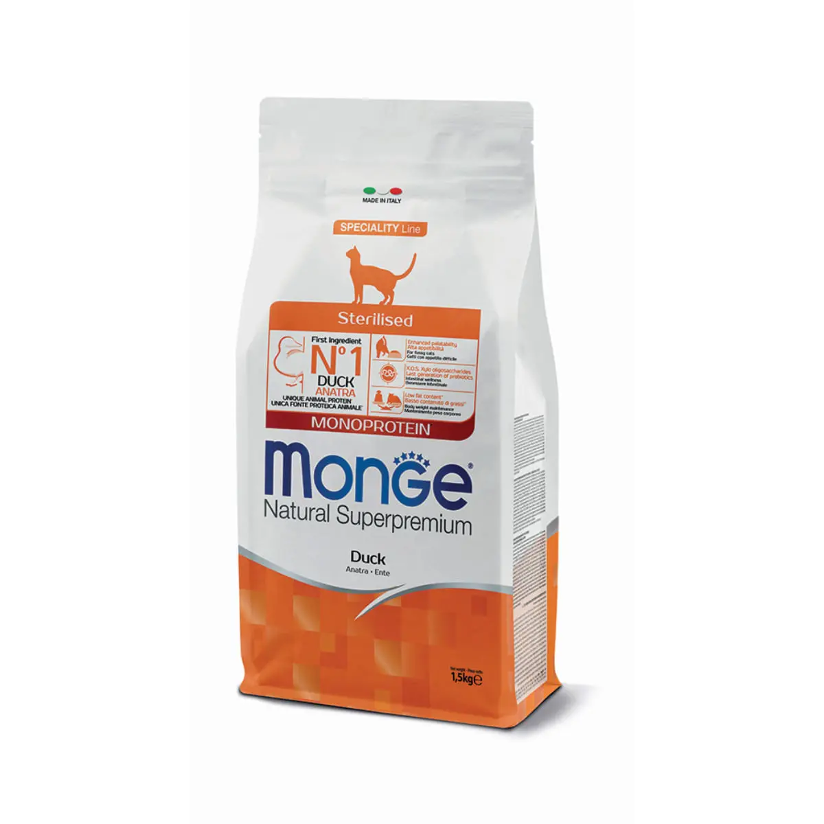 MONGE Natural Superpremium Monoprotein Sterilised, Rata, hrana uscata pisici sterilizate, 10kg