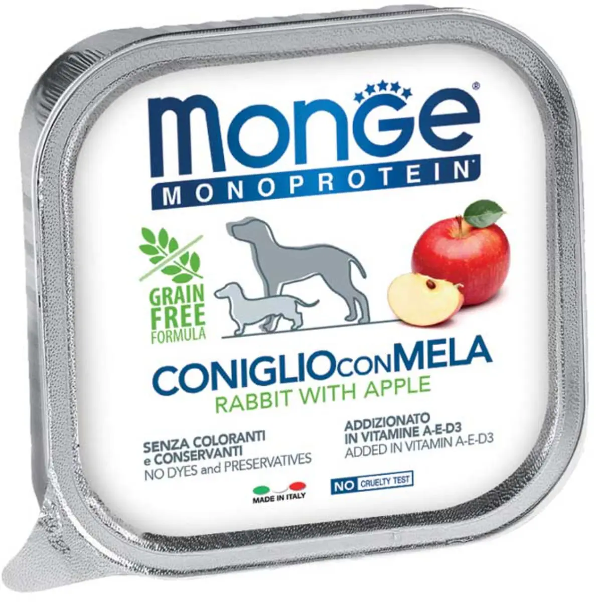 MONGE Monoprotein, XS-XL, Iepure si Mar, tavita hrana umeda monoproteica fara cereale caini, (pate), 150g - Image 2