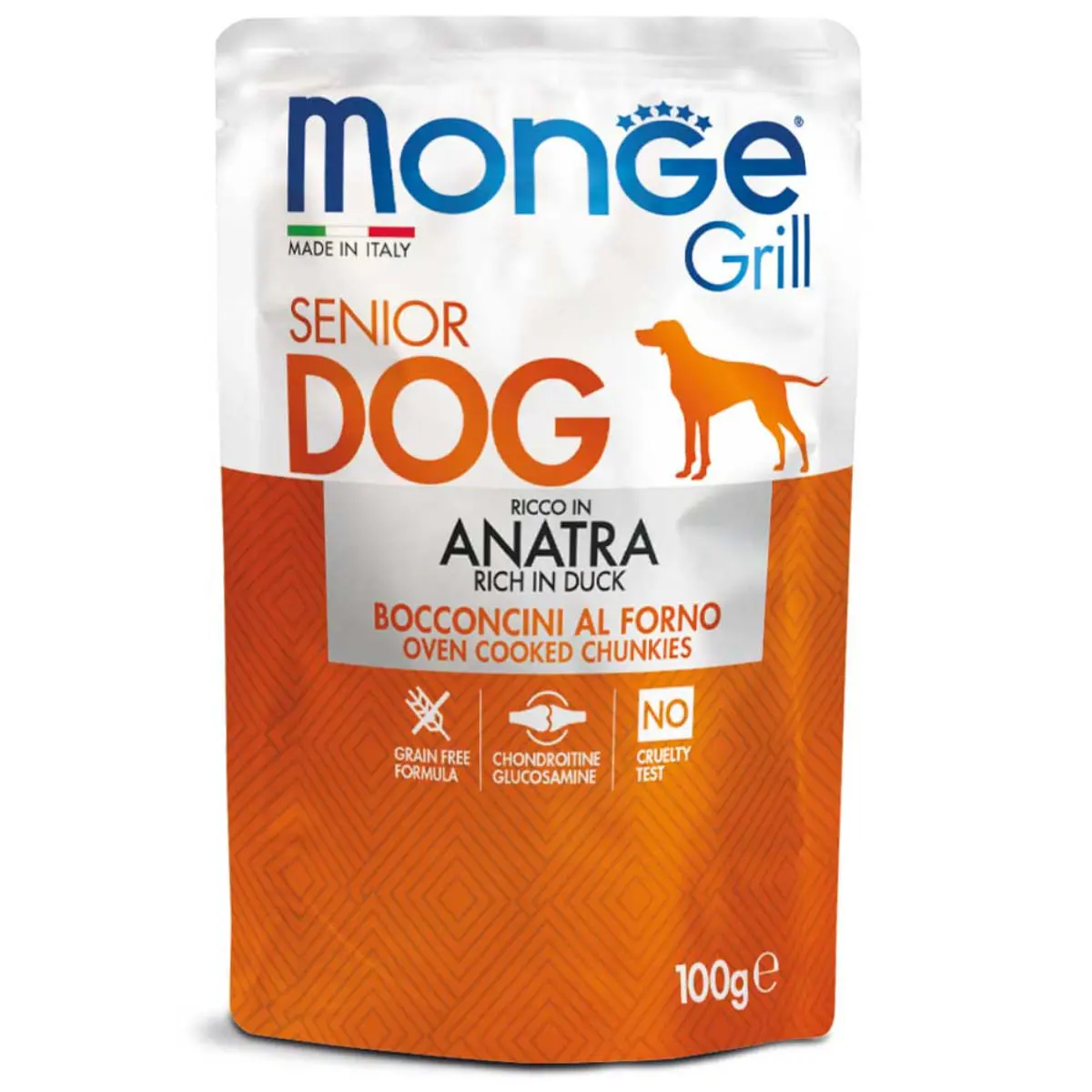 MONGE Grill Senior, XS-XL, Rata, plic hrana umeda caini senior, (in suc propriu), 100g