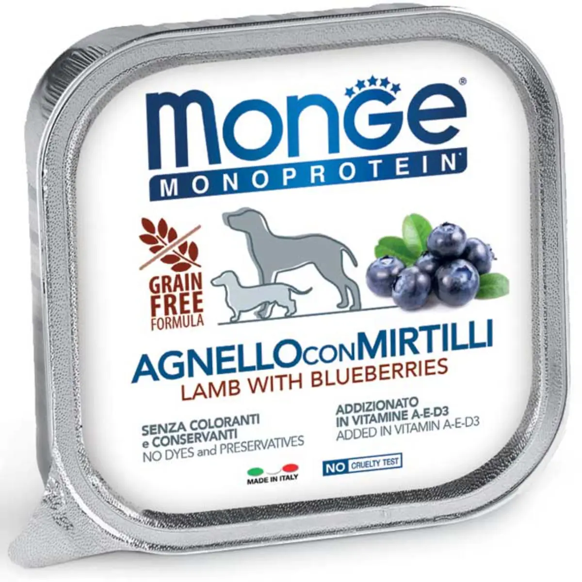 MONGE Monoprotein, XS-XL, Miel si afine, tavita hrana umeda monoproteica fara cereale caini, (pate), bax, 150g x 24buc - Image 2