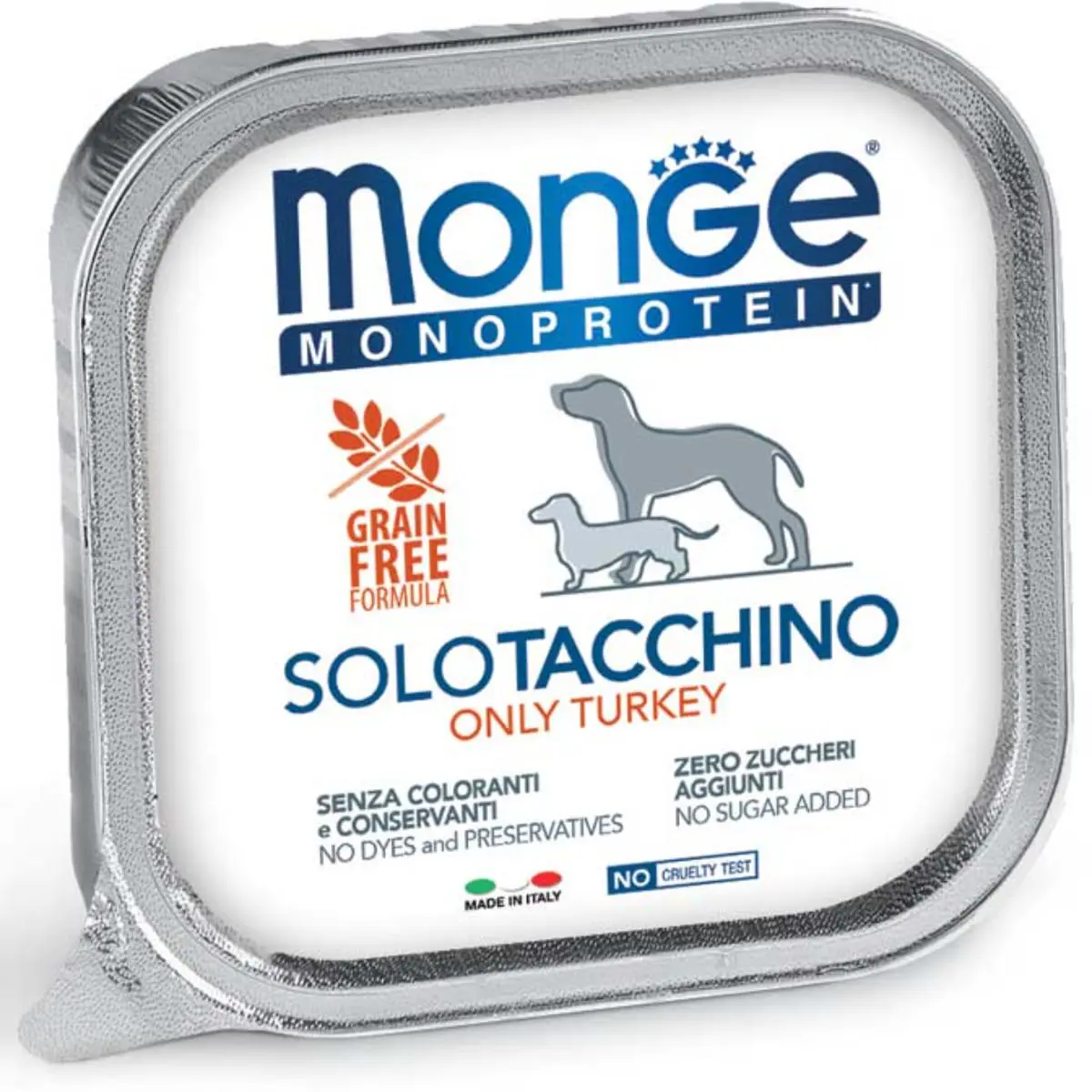 MONGE Monoprotein, XS-XL, Curcan, tavita hrana umeda monoproteica fara cereale caini, (pate), bax, 150g x 24buc - Image 2