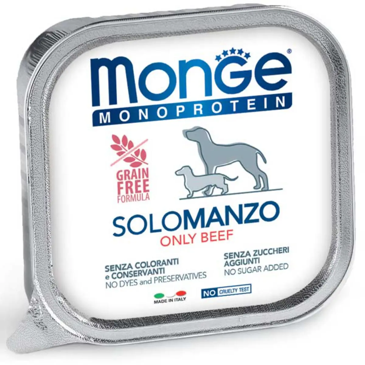 MONGE Monoprotein, XS-XL, Vita, tavita hrana umeda monoproteica fara cereale caini, (pate), 150g