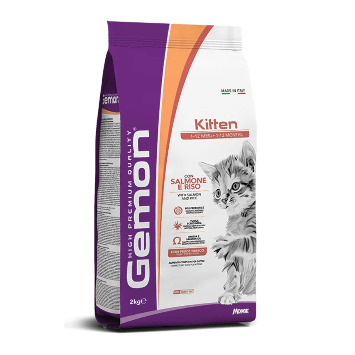GEMON Kitten, Somon si Orez, hrana uscata pisici junior, 2kg