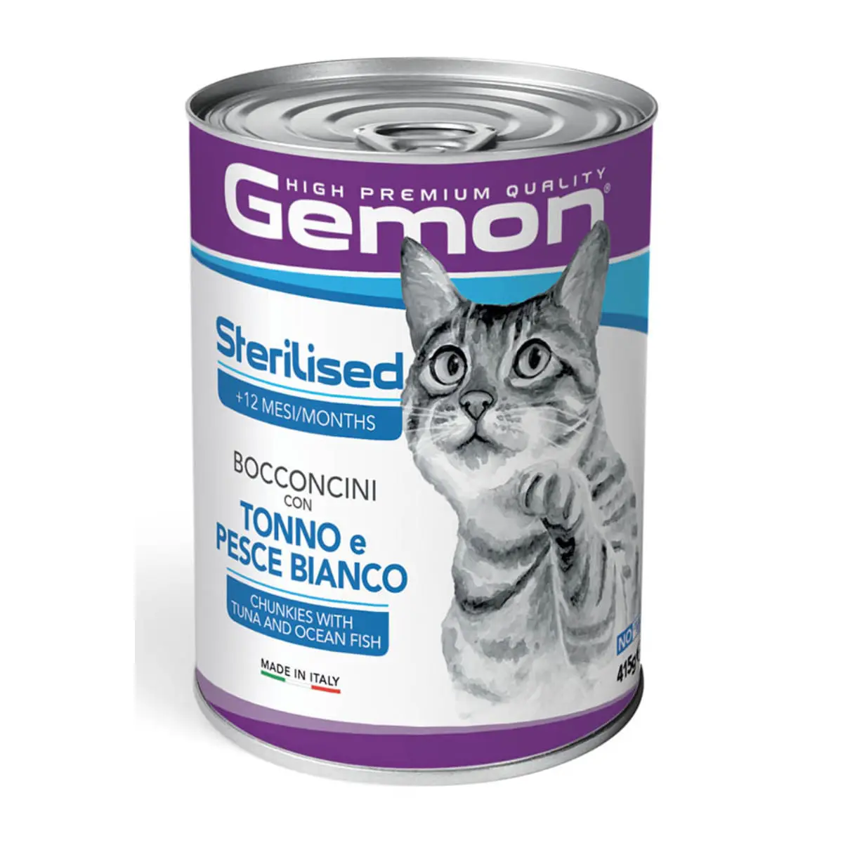 GEMON Sterilised, Ton si Peste, conserva hrana umeda pisici sterilizate, (in aspic), 415g
